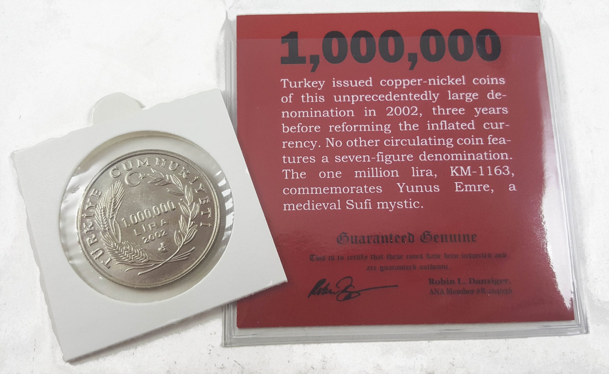 One Million Lira Coin in Display - CoinsTV