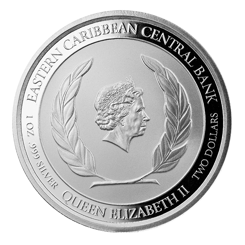 2021 1oz Montserrat - Blue Girdled Anglefish Silver - Brilliant Uncirculated - CoinsTV