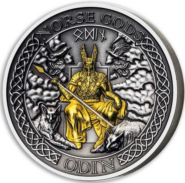 2021 Norse Gods Odin 2 Oz Silver - Cook Islands - Antiqued - CoinsTV
