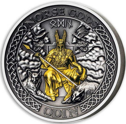 2021 Norse Gods Odin 2 Oz Silver - Cook Islands - Antiqued - CoinsTV