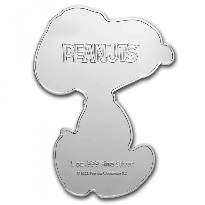2022 Peanuts Snoopy Shaped 1oz Silver Colorized