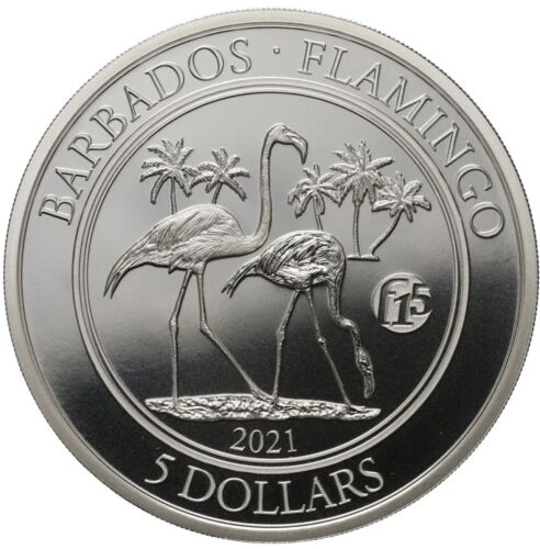 2021 Barbados Flamingo Silver Fabulous 15 Privy Mark - 1 oz Brilliant Uncirculated