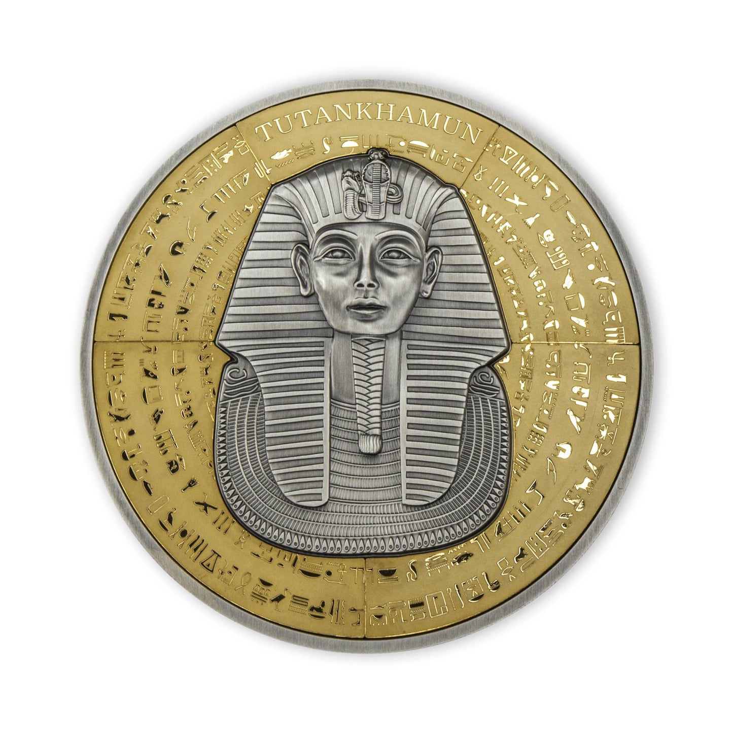 2022 The Mask of Tutankhamun - 1/2 Kilo Silver with Gold Plated Puzzle Pieces - Antique Finish