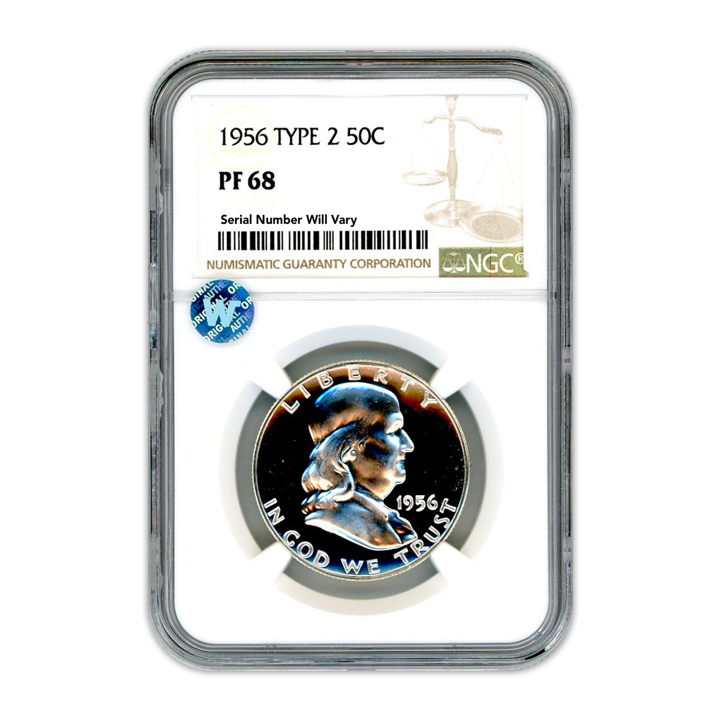 1956 Franklin Silver Half Dollar - Type 2 - NGC PF68 Sight White - CoinsTV