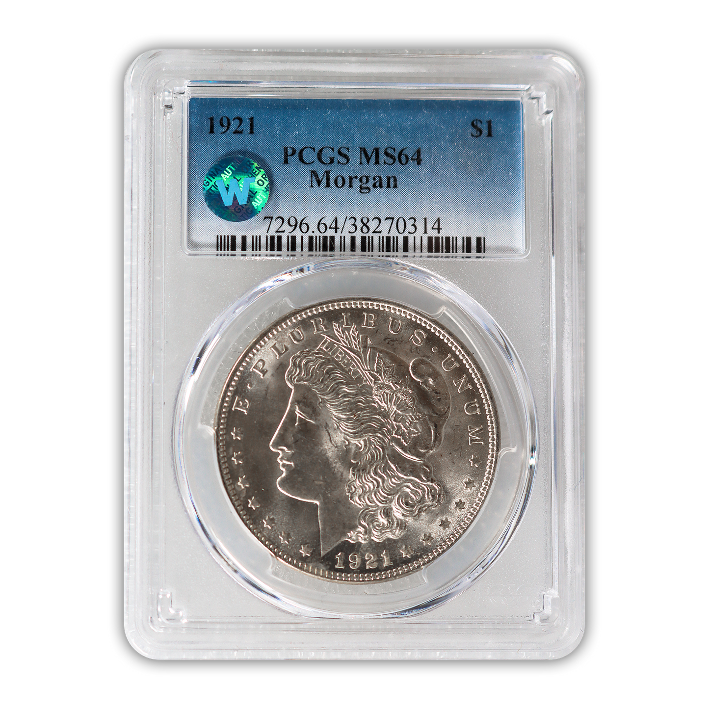 1921 Morgan Silver Dollar Philadelphia - PCGS MS64 Sight White - CoinsTV